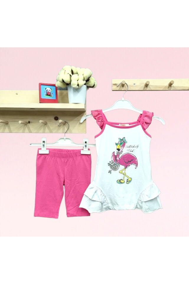 Çikoby Kız Bebek Taytlı Yazlık Takım Pembe - 18-24 Ay