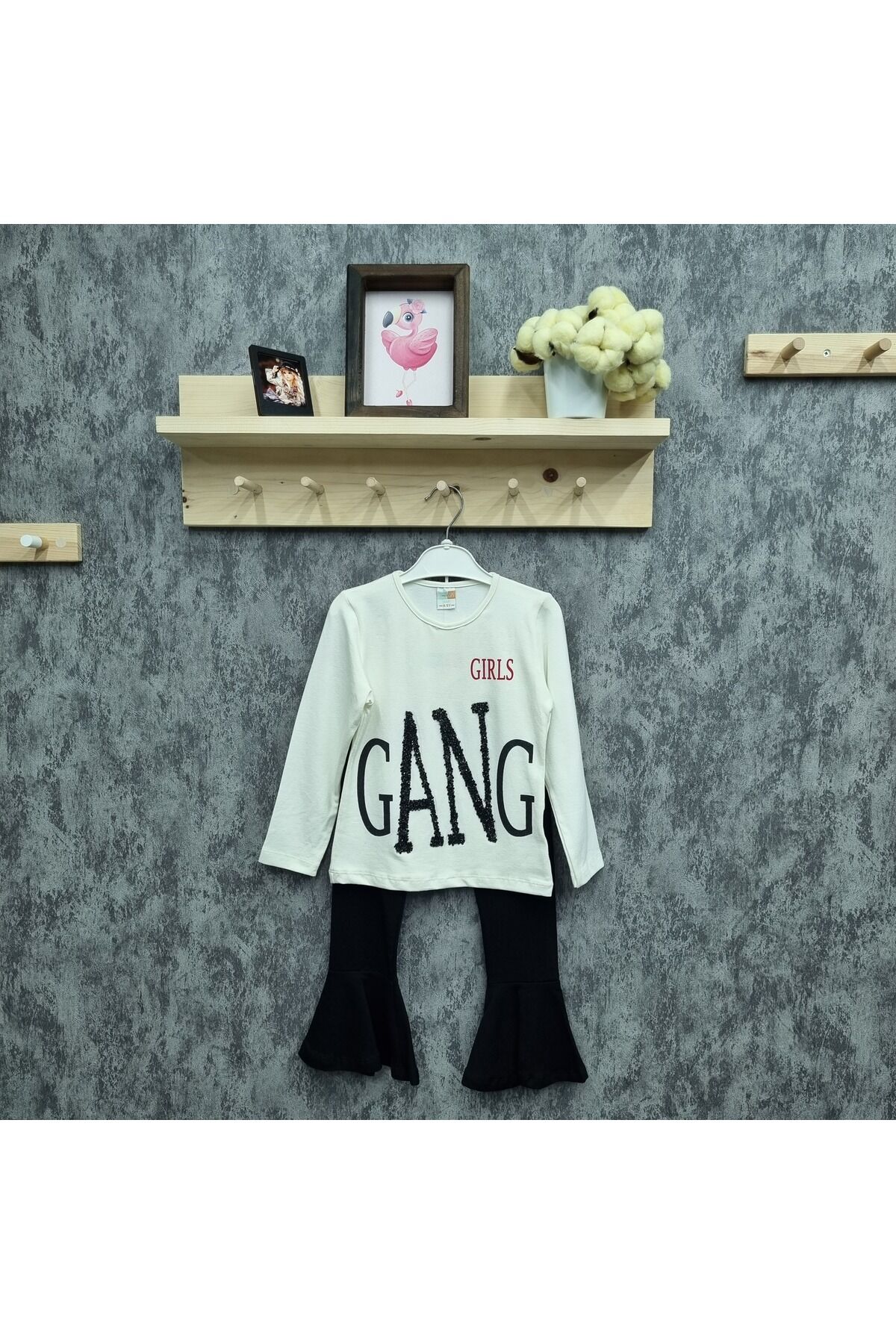 Popshops Kız Çocuk Spor Taytlı Takım Beyaz - 5-6 Yaş