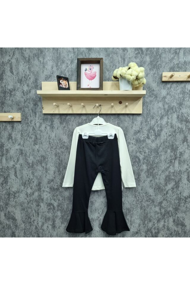 Popshops Kız Çocuk Spor Taytlı Takım Beyaz - 3-4 Yaş