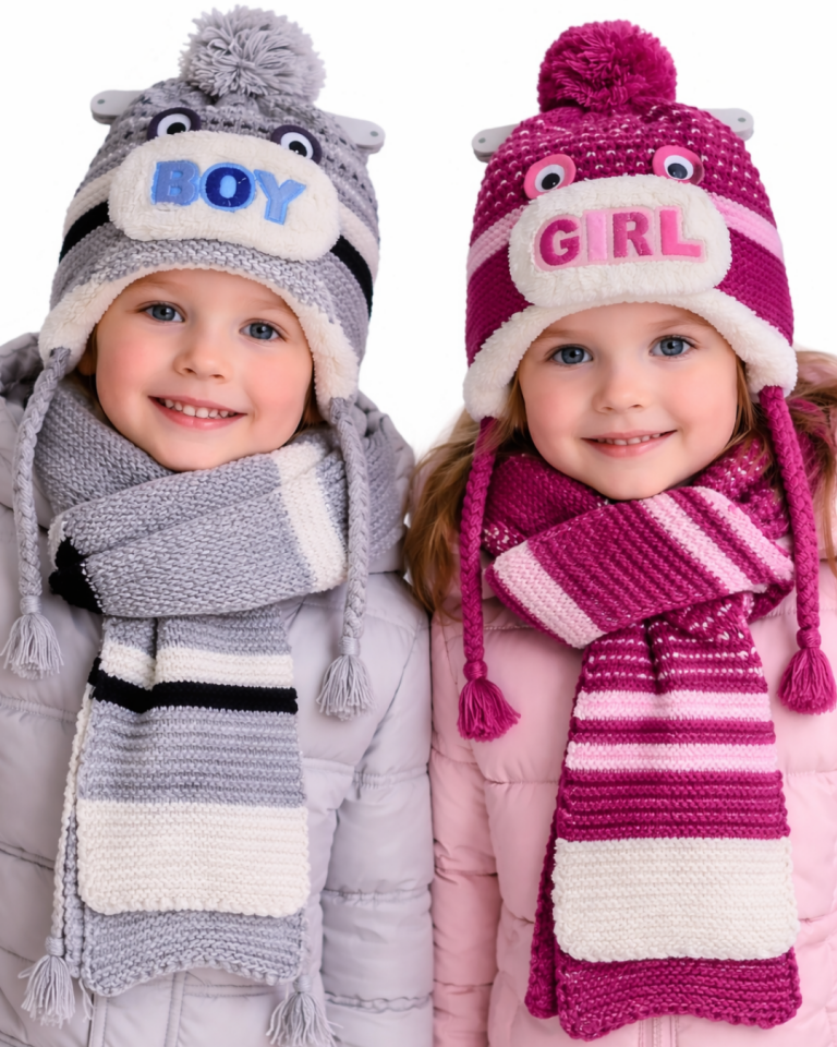 Tidi Kız Çocuk Girl&Boy Nakışlı Atkı Bere Eldiven Seti