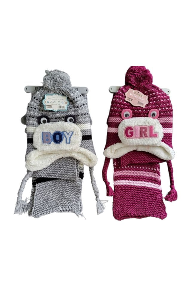 Tidi Girl&Boy Nakışlı Atkı Bere Eldiven Seti