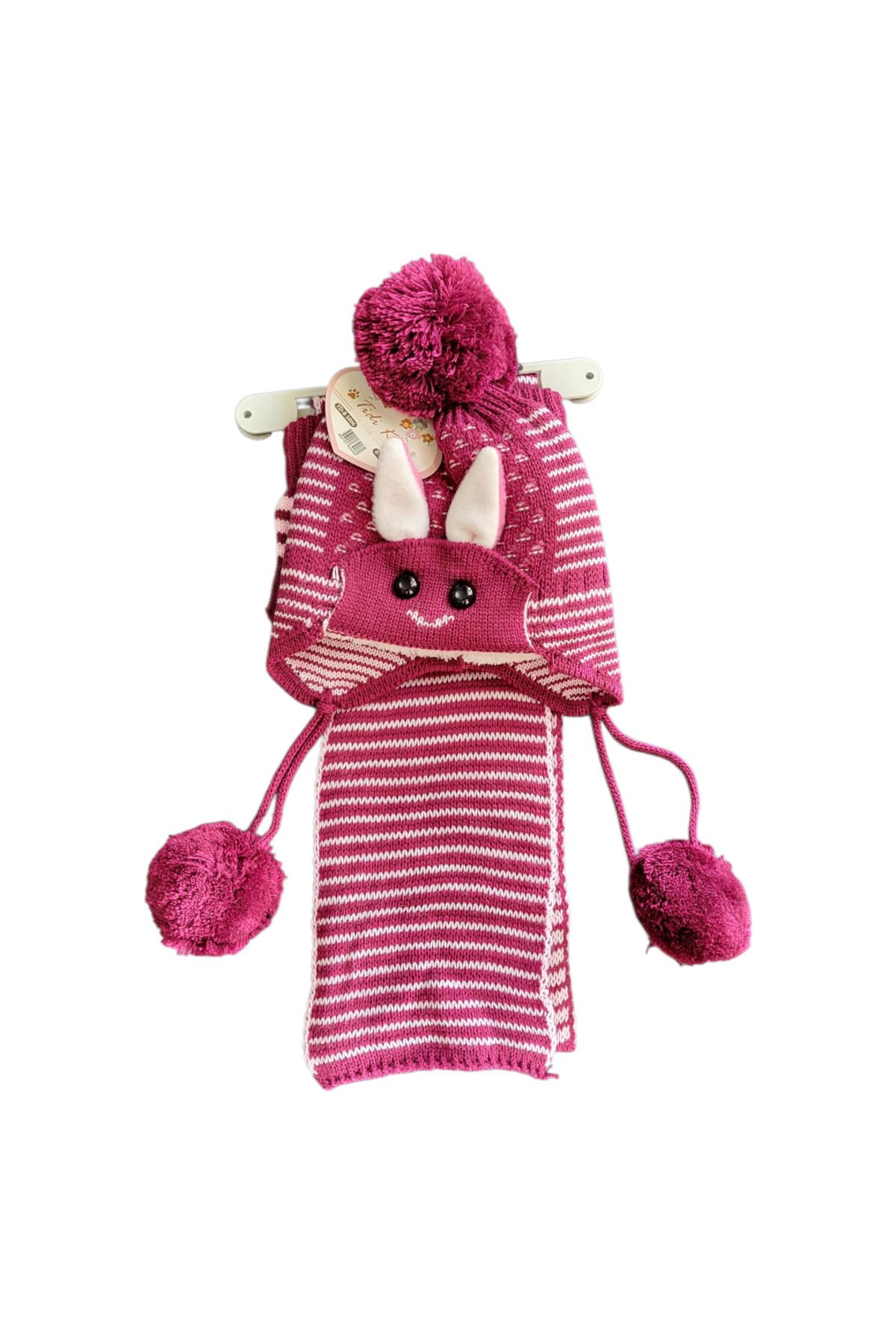 Tidi Kız Bebek Sevimli Tavşancık Atkı Bere Eldiven Seti