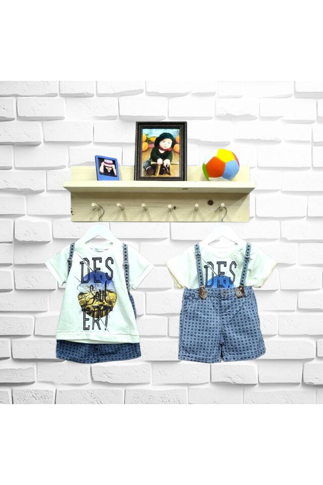 Babyrose Erkek Bebek Askılı Şortlu Takım İndigo - 12 Ay