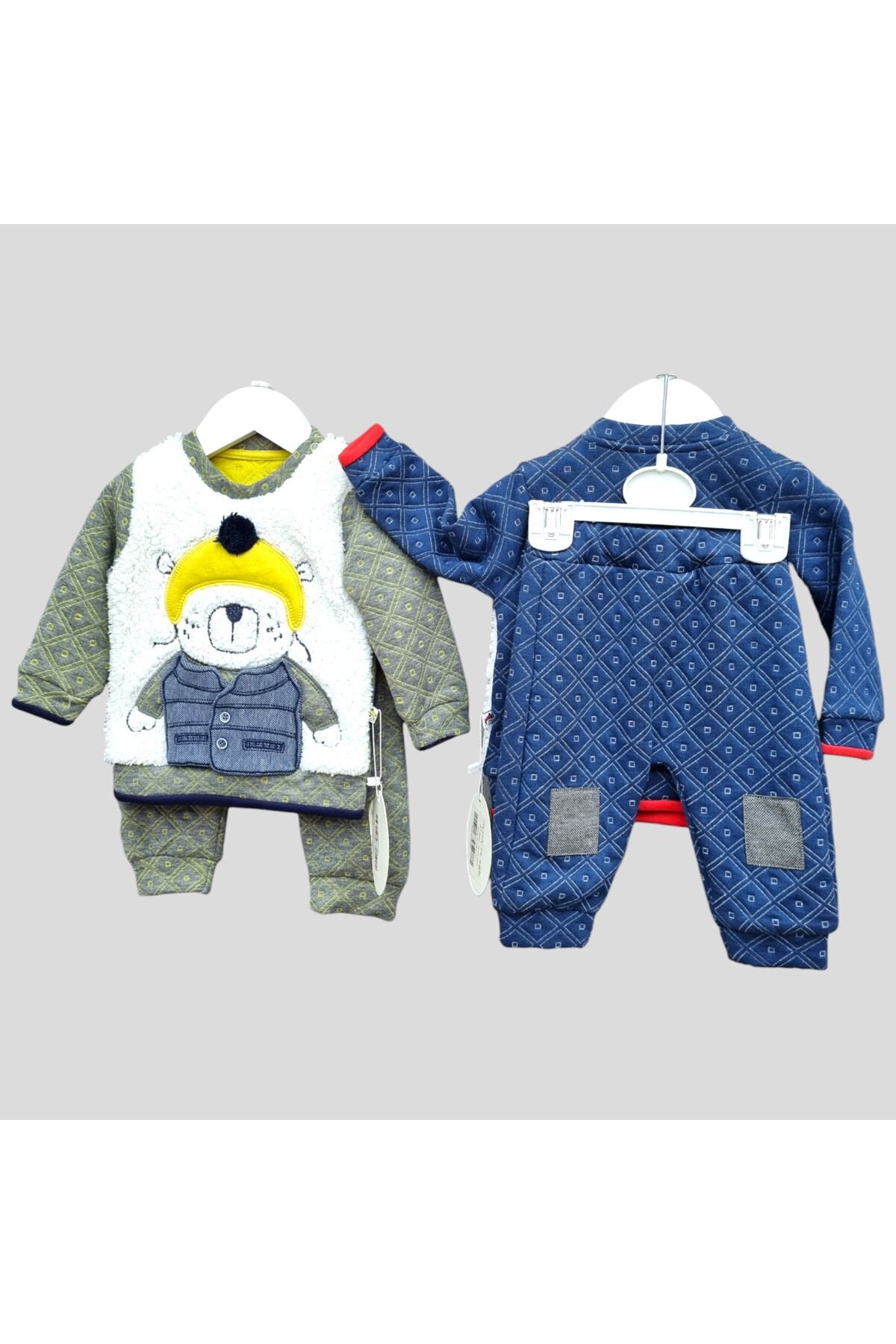 Mymio Erkek Bebek Kaykaylı Ayıcık Takım Yeşil - 3-6 Ay