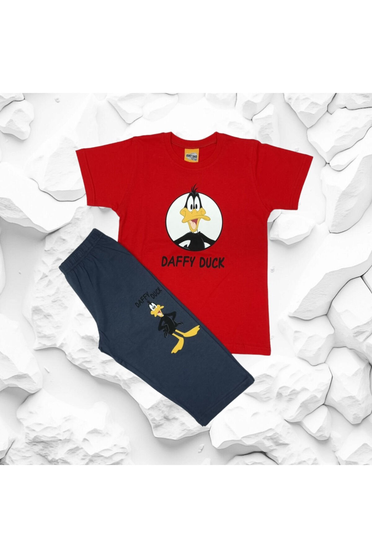 Rolypoly Daffy Duck Erkek Çocuk Şortlu Yazlık Takım Kırmızı - 3 Yaş