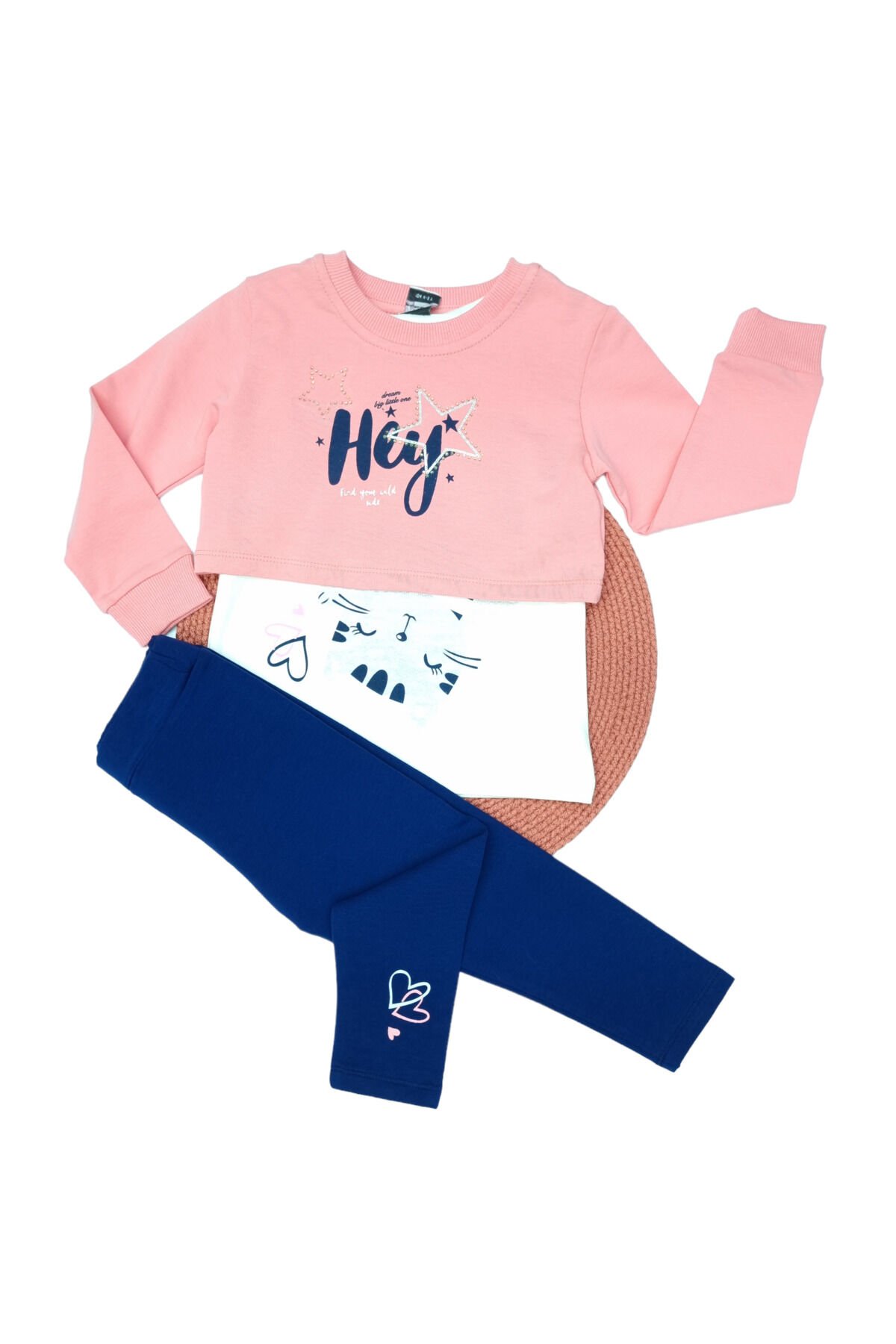 Pelops Kız Çocuk Üçlü Spor Taytlı Takım