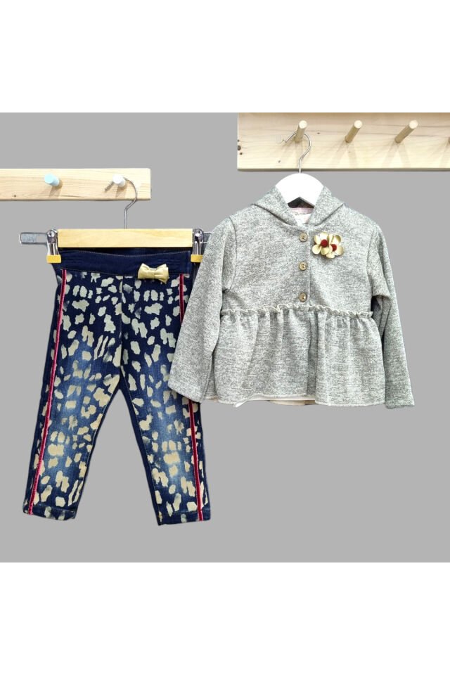 Babyrose Kız Bebek Hırkalı Takım Gri - 12 Ay