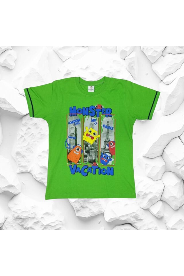 Rolypoly Monster Erkek Çocuk Şortlu Yazlık Takım Açık Yeşil - 8 Yaş