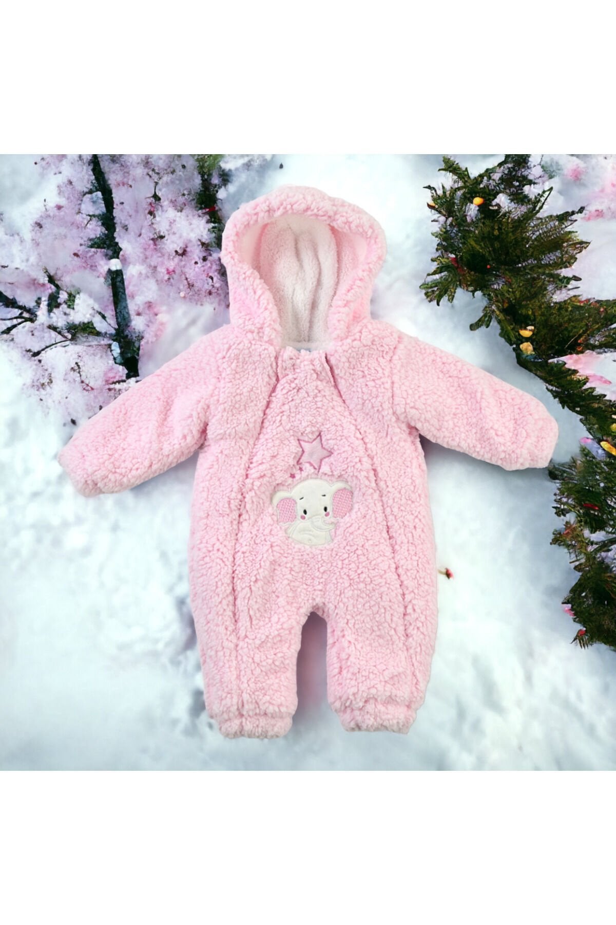 Buude Kız Bebek Peluş Tulum Pembe - 18 Ay