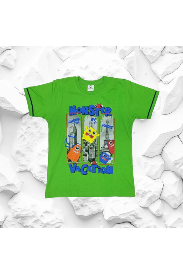 Rolypoly Monster Erkek Çocuk Şortlu Yazlık Takım Açık Yeşil - 7 Yaş
