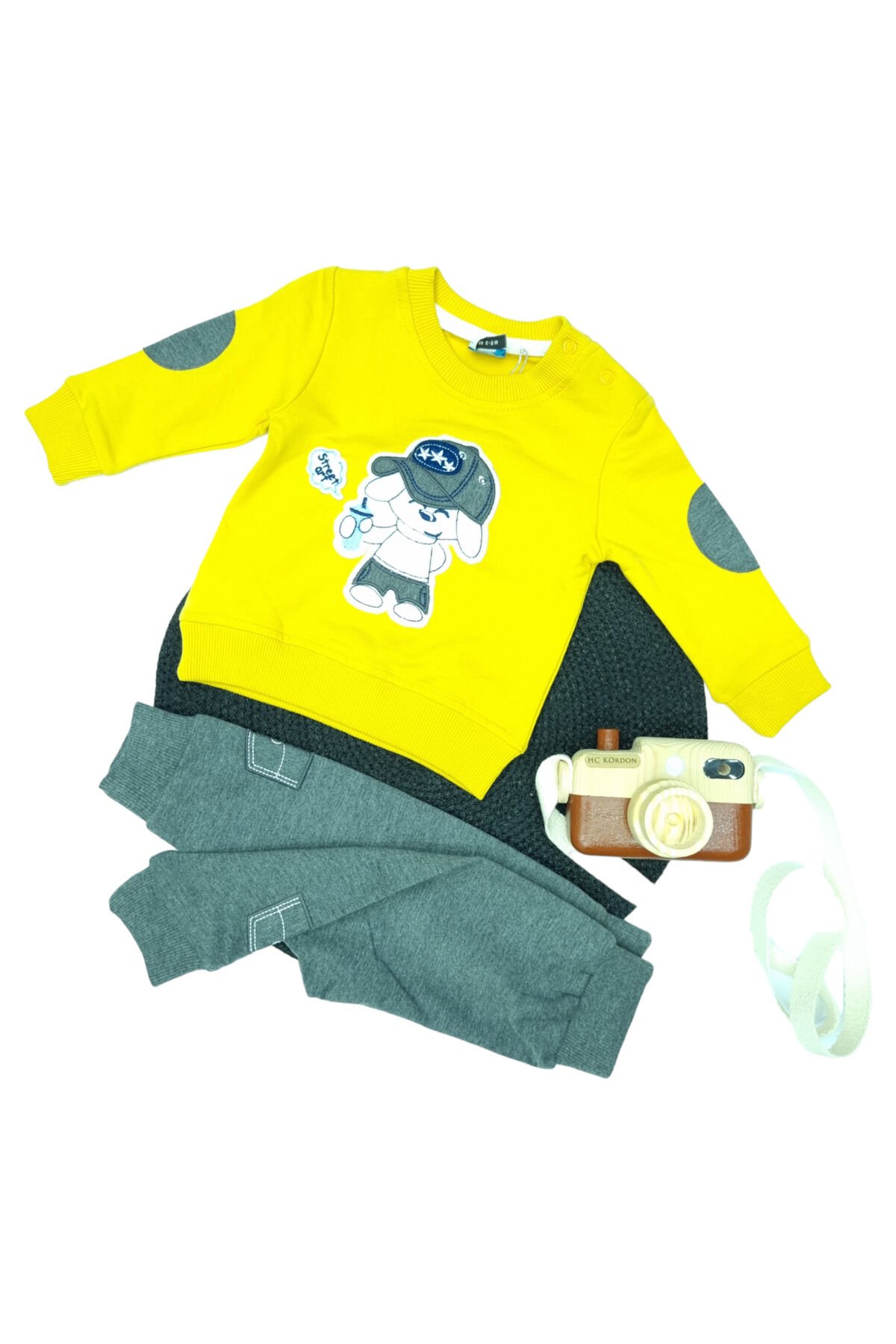 Pelops Erkek Bebek Spor Eşofman Takım Sarı - 6-9 Ay