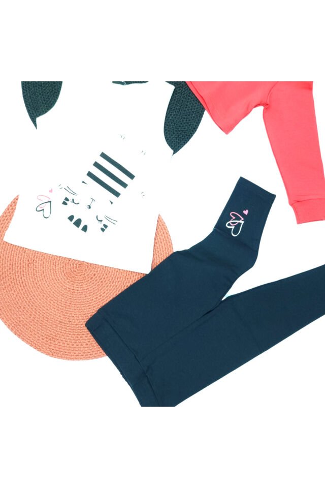 Pelops Kız Bebek Üçlü Spor Taytlı Takım