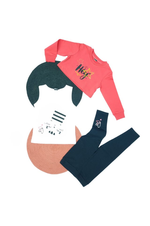Pelops Kız Bebek Üçlü Spor Taytlı Takım