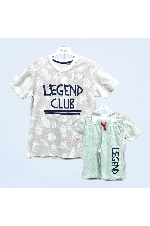 Pelops Legend Club Erkek Çocuk Şortlu Yazlık Takım Bej - 8-9 Yaş