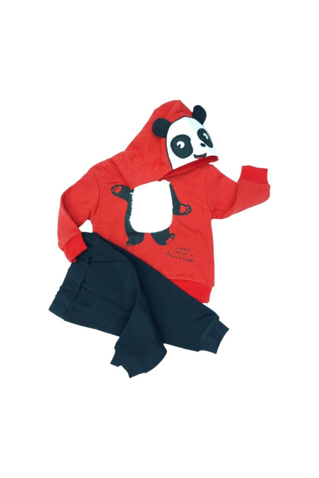 Pelops Erkek Bebek Spor Eşofman Takım Kırmızı - 6-9 Ay