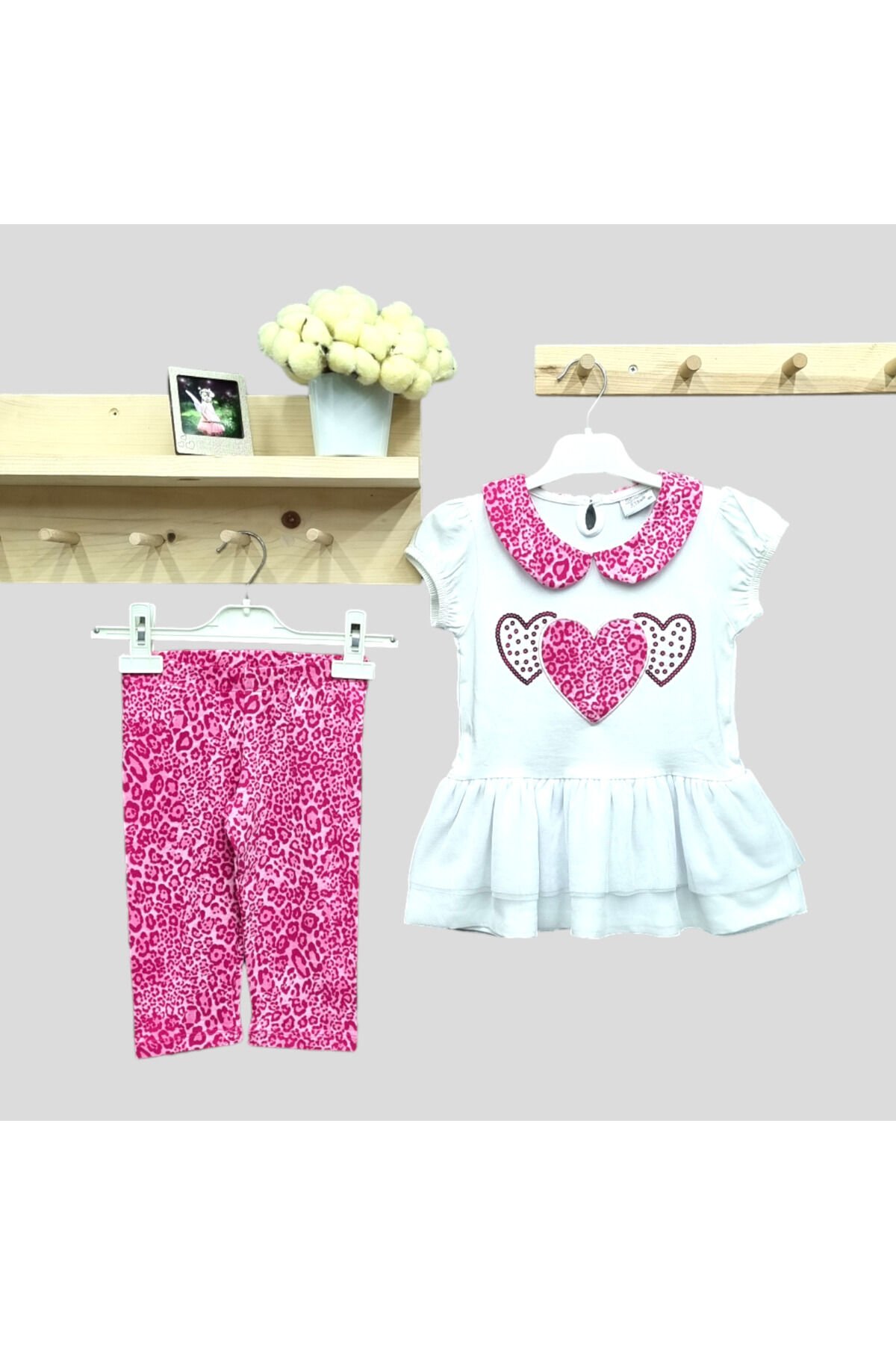 Breeze Pul Payet Kalpli Elbiseli Kız Çocuk Taytlı Yazlık Takım Pembe - 3 Yaş