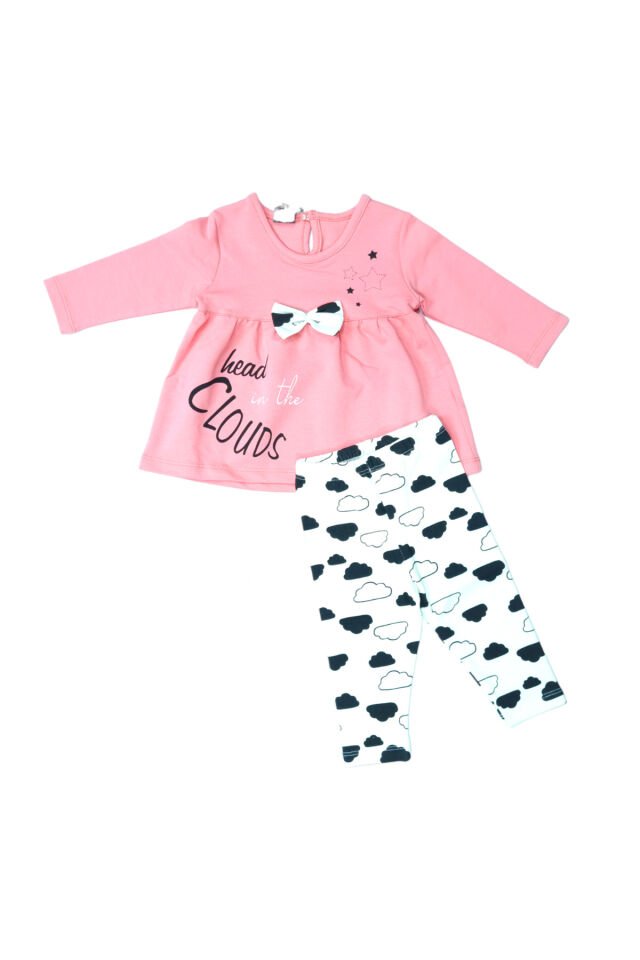 Pelops Kız Bebek Spor Taytlı Takım Pembe - 6-9 Ay