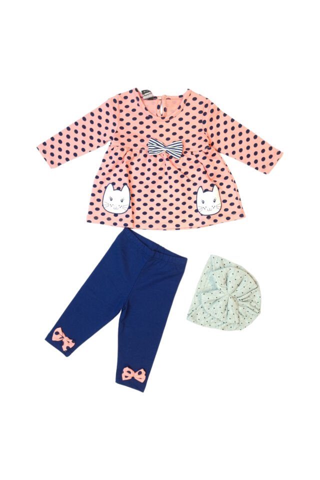 Pelops Kız Bebek Spor Taytlı Takım Pudra - 6-9 Ay