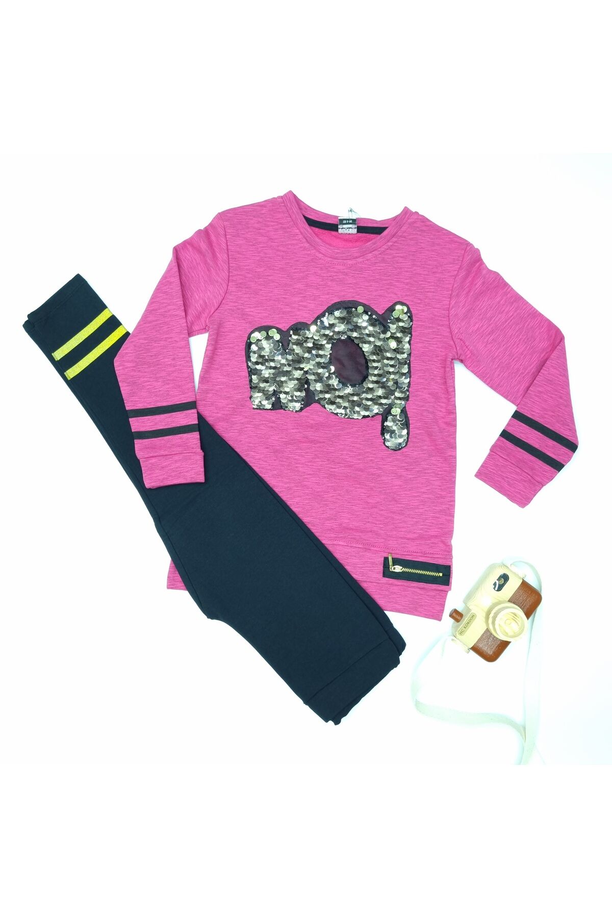 Pelops Kız Çocuk Spor Taytlı Takım Pembe - 8-9 Yaş