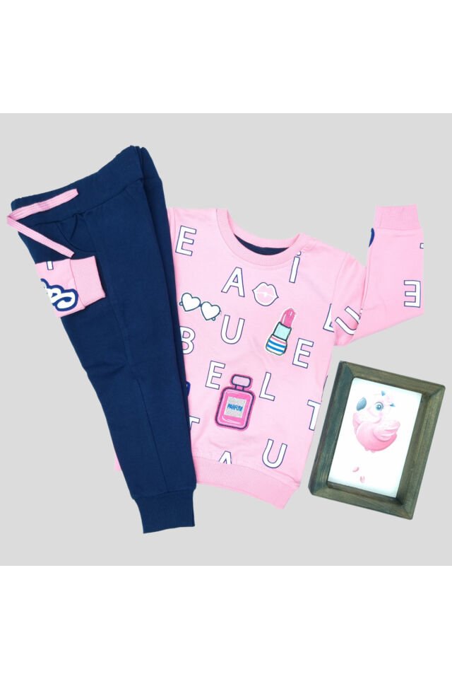 Pelops Kız Bebek Spor Eşofman Takım Pembe - 3 Yaş