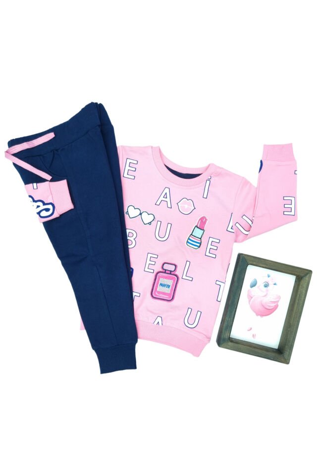 Pelops Kız Bebek Spor Eşofman Takım Pembe - 3 Yaş